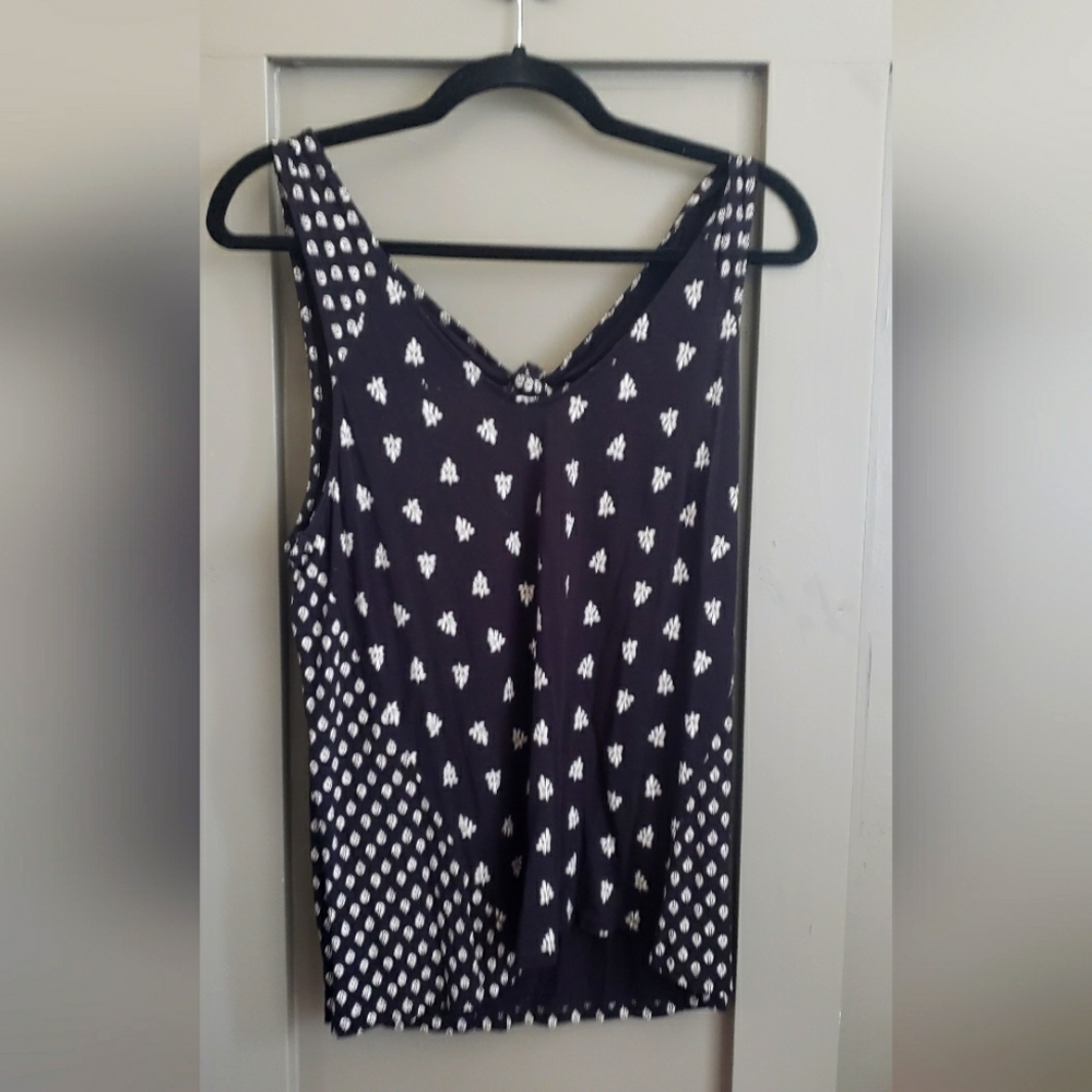 Women's cute old navy black and white design tank top with back tie size large
